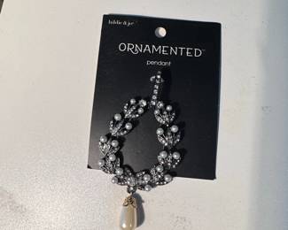 Hildie Jo Ornamented Pendant Necklace with Faux Pearls and Rhinestones