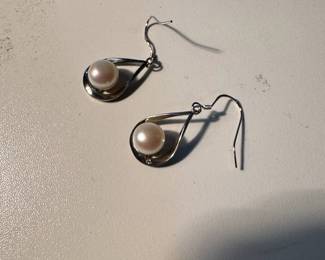Sterling Silver Freshwater Pearl Teardrop Dangle Earrings