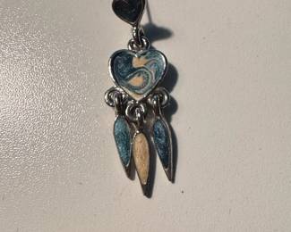 Enamel Heart and Teardrop Dangle Earring