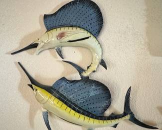 Pair of HandPainted Metal Sailfish Wall Decor