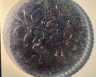 Vintage Imperial Glass Open Rose Carnival Glass Divided Serving Platter