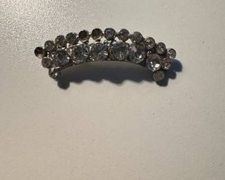 Art Deco Crescent Moon Rhinestone Brooch