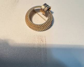 Vintage Monet Gold Tone Woven Circle Brooch