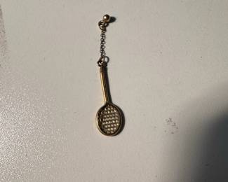 Vintage K Gold Tennis Racket Charm