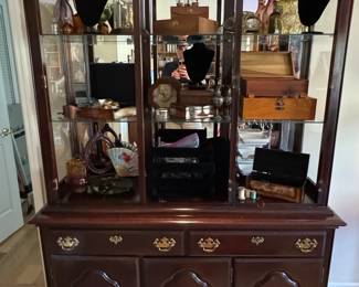 Kincaid Cherry Mountain Dark Wood Display Cabinet with Glass Doors and Drawers third image