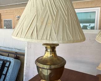 Vintage Stiffel Brass Urn Table Lamp with Pleated Shade