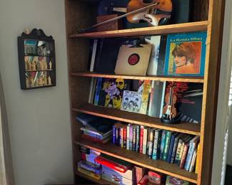 Collection of Vintage Vinyl Records, Books, and Musical Instruments