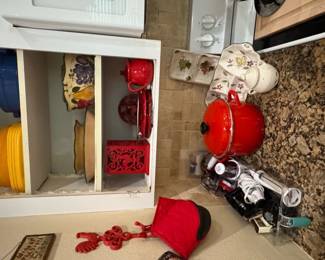 Red Enamelware Stock Pot with Lid