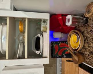 Vintage Pyrex Blue Floral Casserole Dish and Assorted Glass Bakeware