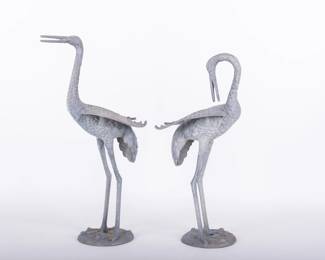 Lot 15 Cast Aluminum Crane Sculptures
