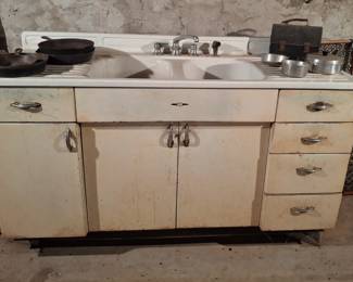 Vintage Farmhouse Cast Iron Sink and Base!
