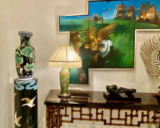 Vase (2) available stand (2) available antique lamp Cuban art Cuban sculpture Bamboo console 