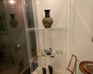 Lucite corner display shelf w ligh t 