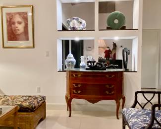 Art print France Artist Leonor Fini 
Marble top commode
