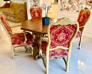 2nd home … 
Wood dining table 
4 signed Italian dining chairs 