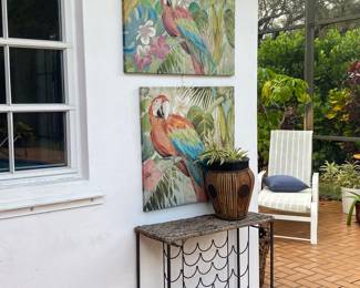 2nd home …
Parrot art 
Wine/console 
Plant pot/base 