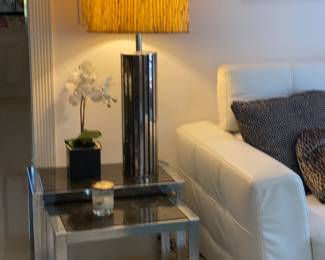 2nd home…
Midcentury lamp 
Midcentury chrome and marble nesting tables 