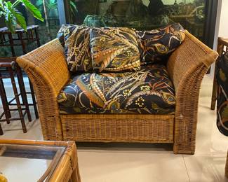 Wicker armchair 
Matching ottoman available  w cushion 