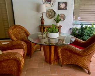 Tables , chairs and lamp 
Console SOLD 