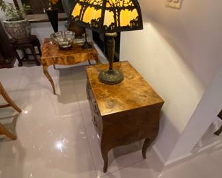 Antique stained glass and bronze lamp 