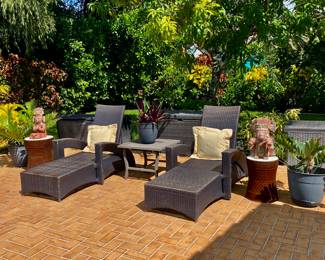 2nd home … 
Set of lounge chairs w arm rest 
Set of drum tables 
Set of Mexican sculpture 
Plants for sale 