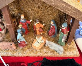 Christmas nativity scene manger set with figurines