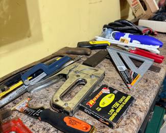 Assorted hand tools, hammers, pliers, wrenches, screwdrivers