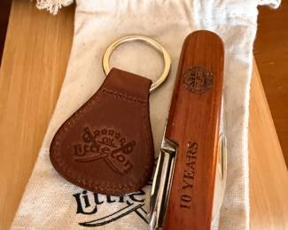 Littleton Coin Co. leather keychain and wood pocket knife