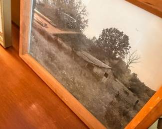 Framed landscape photograph, trees and countryside