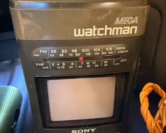 Vintage Sony Mega Watchman portable TV with FM radio