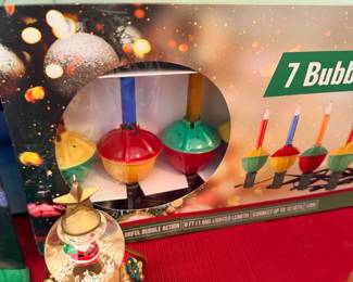 Vintage Christmas bubble lights and ornaments