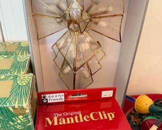 Christmas tree topper star and MantleClip stocking holders