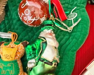 Vintage glass Christmas ornaments and angel figurine