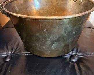 Antique brass bucket with bail handle