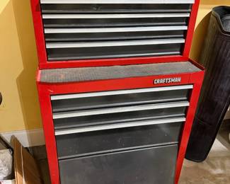 Craftsman rolling tool chest, red and black, two-piece