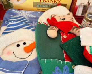 Christmas stockings, snowman design, holiday decor lot