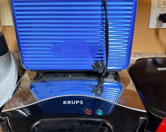 Krups waffle maker, blue
