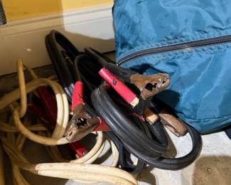 Jumper cables and assorted garage items
