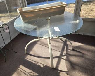 Glass Topped Patio Table, Planters
