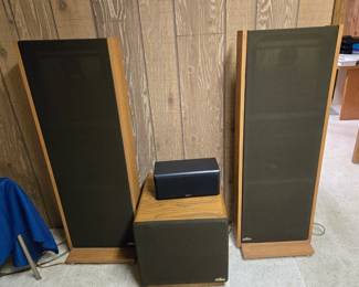Harbor Acoustics Speakers with Square Sub Woofer; Advent Tabletop Speaker