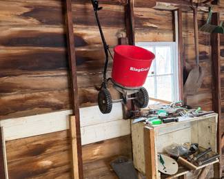 red KingCraft 40 lb. Broadcast Spreader