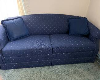 LA-Z-BOY Navy Blue & White Sleeper Sofa
