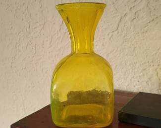 Old Amber Yellow Colored Square Molded Glass Bottle