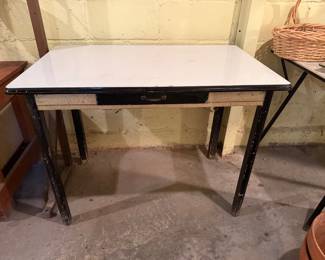 Vintage enamel top kitchen table 