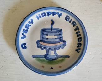 vintage M.A. Hadley Pottery "A Very Happy Birthday" miniature plate. 