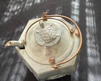 Japanese Tin Sake Warmer Kettle SAKEKANKI Vintage Lid with Handle