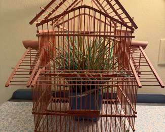 vintage or antique Chinese bamboo bird cage
