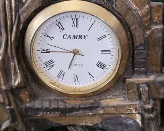 Art Deco Marble & Bronze Figural table clock of a Watch Master from Russia