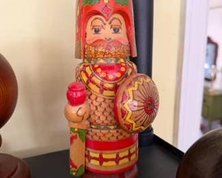 Russian Wooden Warrior, Hand Carved & Painted Wooden Soldier, Folk Art