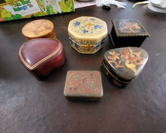 various antique and vintage Asian-style trinket or snuff boxes